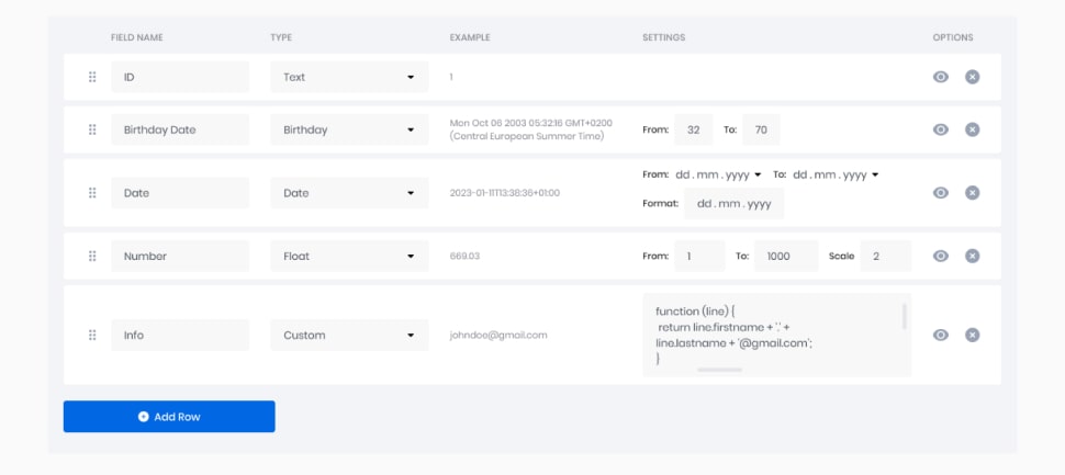 Data Generator | CSV, SQL, JSON, XML, Excel